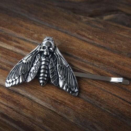 Death Moth Head Sacred Geometry Skull Hairpin For Women Sanlan Jewelry Goth