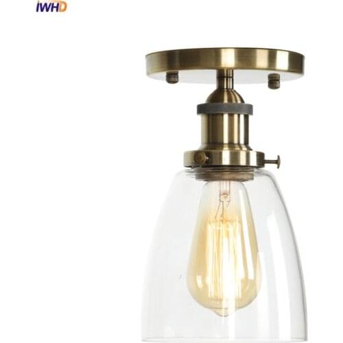 IWHD Plafon Glass Vintage Ceiling Lamps For Porch Kitchen Balcony Loft Decor Industrial Ceiling Lights Fixtures Lampara Techo