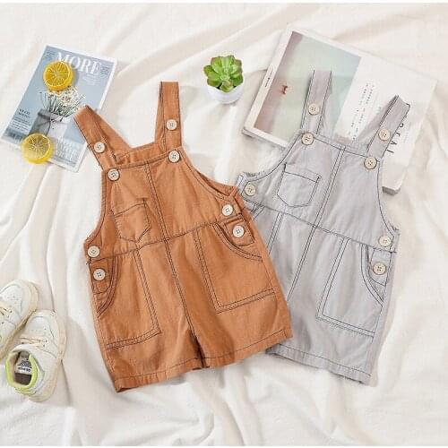 Toddler Baby Jumpsuits Summer New Kids Girls Boys Cotton Casual Fashion Overalls Infant Baby Solid Korean Overalls Kids Shorts