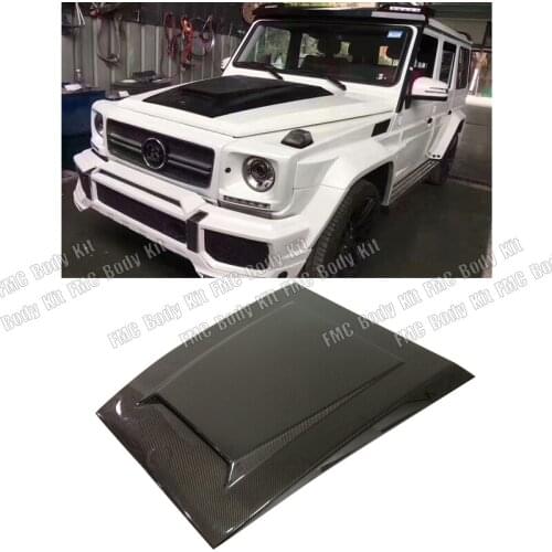 For W463 G63 Real Carbon Fiber / FRP Car Bonnet Engine Hood Vent Cover for Mercedes Benz W463 G500 G550 G55 G63 Car Styling