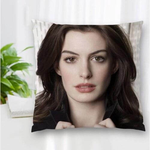 High Quality Custom Actor Anne Hathaway Square Pillowcase Zippered Bedroom Home Pillow Cover Case 20X20cm 35X35cm 40x40cm