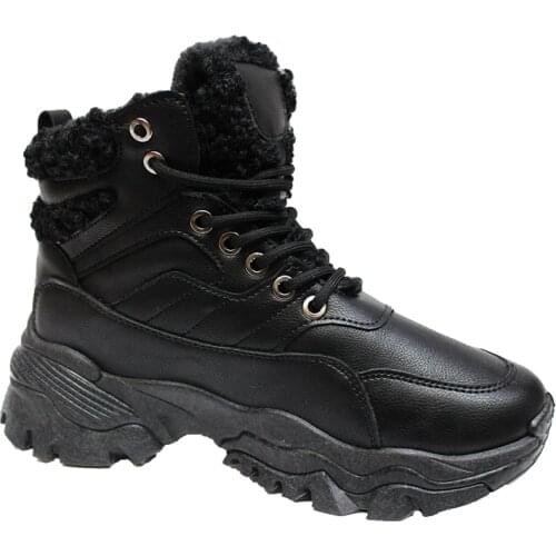 Fashion Women Waterproof Sneakers Ladies Casual Lace-up Short Plush Snow Boot Womens Comfort Warm Shoes Autumn Winter