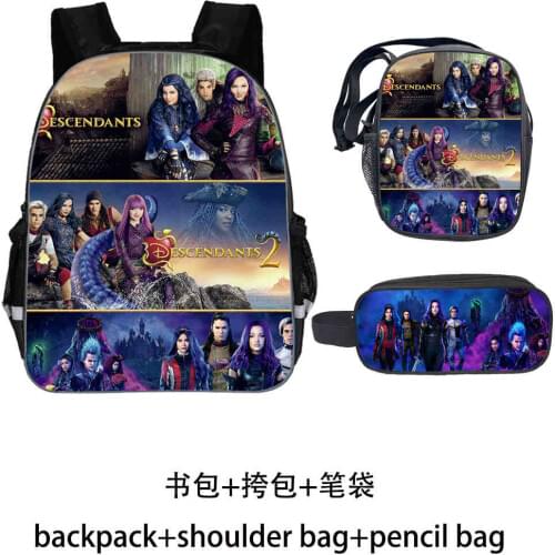 Disney School Bag Set 3pcs Kids Backpack Descendants Mochila Escolar Infantil Children Pencil Shoulder Book Bags Boys Girls