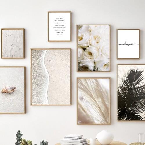 Beach Love Conch Flowers Leaves Spindrift Wall Art Canvas Painting Nordic Posters And Prints Wall Pictures For Living Room Decor