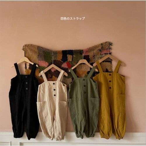 2021 New Stlye Girls Boys Overalls Autumn Cotton Fashion Kids Pants 1-7t CO902