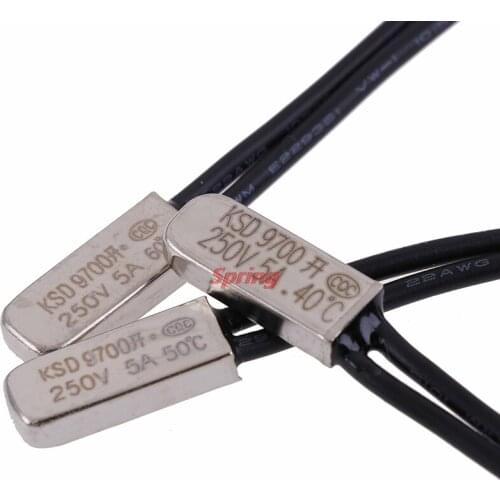 New 5pcs/lot KSD9700 250V 5A 40~60 Degree Bimetal Disc Temperature Switch Normal Close Closed Thermostat Thermal Protector