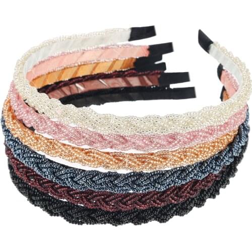 1PC Crystal Beaded Hair Hoop Elegant Women Headband Headwear Adjustable Hairband Fashion Handmade Girls Hair Accessories