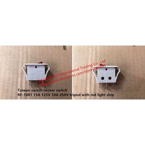 Original new 100% import switch rocker switch RF-1001 15A 125V AC 10A 250V AC tripod with red light ship