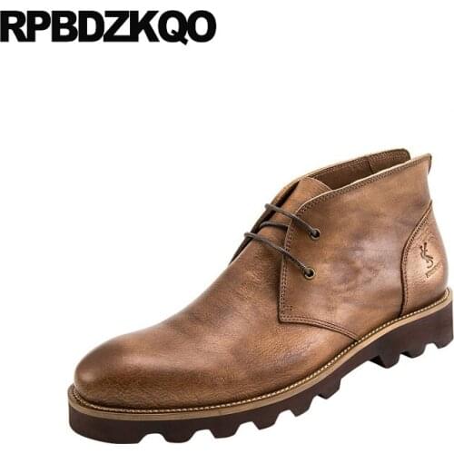 Dress wedding full grain leather boots short shoes handmade fall retro 2018 lace up booties european autumn genuine men formal