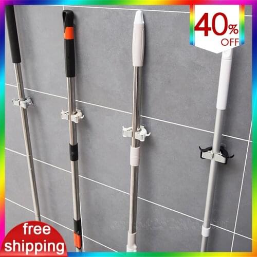 Adhesive Multi-Purpose Hooks Wall Mounted Mop Organizer Holder RackBrush Broom Hanger Hook Kitchen Bathroom Strong Hooks