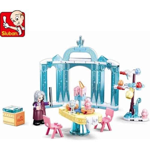 Sluban Pink Dream Series Building Blocks 107pcs B0893 Candlelight Dinner Assembled Model Bricks Kids Toy Girl Pink Castle Gift