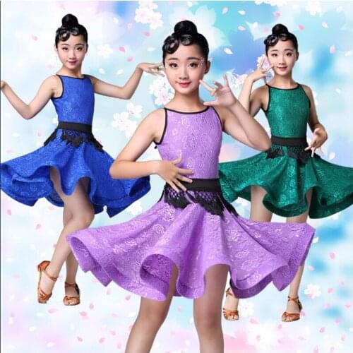 Girls Latin dancing dress Kids Salsa Dance wear clothing Sleeveless Childrens performance Carnival Latin Stage wear clothes