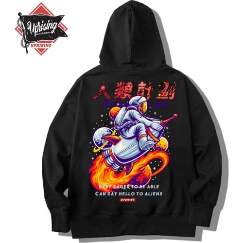 UPRISING Hoodie Sweatshirt Men Astronaut Print Graphic Mens Hip Hop Korean Fashions long Sleeve Male Oversized Hoodie Sweatshirt