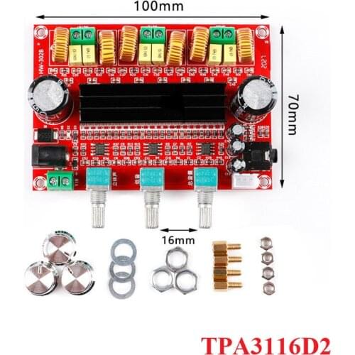 TPA3116D2 Power Amplifier Board Module 2.1 Channel Digital Audio 2*80W+100W TPA3116 Subwoofer Amplificador Module Amp DC12-26V