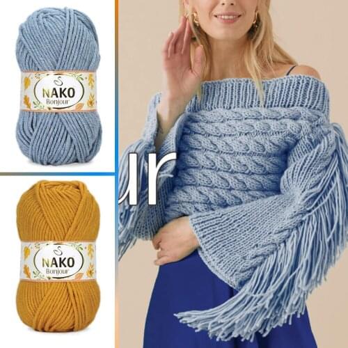 Polyamid Knitted Yarn - 13 Color Options - 110 Meters(100gr) - Knitting Yarn Ball - Nako Bonjour - Premium Acrylic - Sweaters - Cardigans - Vests - Scarves - Berets - Accessory Materials - DIY