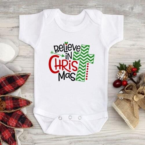 Believe In Christmas Baby Bodysuits Cotton Short Sleeve Rompers My First Christmas Body Baby Boys Girls Onesies Christmas Gifts