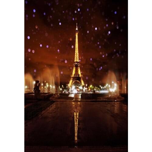 VinylBDS Dark Brown Eiffel Tower Photography Backdrops Night City Backdrops Scenic Photography Backdrops for Children