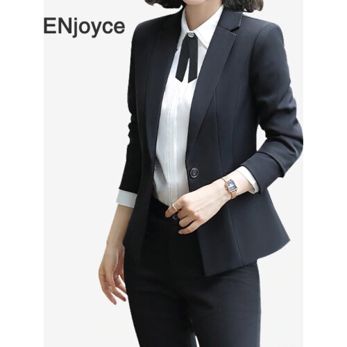 Womens Office Lady Two Pieces Sets Black Elegant Long Sleeve Blazers and Trousers for Business Interview Suits Plus Size 5XL