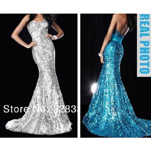 Free shipping new fashion 2018 sexy vestido de festa casual long sequined sweetheart brief mermaid party prom bridesmaid dresses