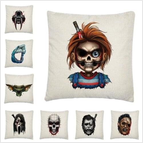 Animal skull totem cartoon pattern Linen Cushion Cover Pillow Case for Home Sofa Car Decor Pillowcase 45X45cm