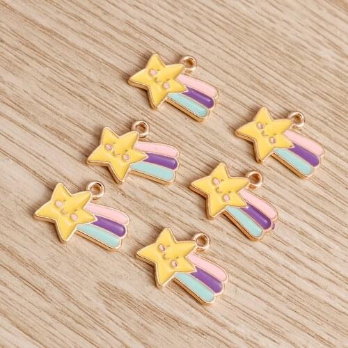 10pcs 18*14mm Cartoon Rainbow Stars Charms Fit Jewelry Findings DIY Enamel Charms Handmade Crafts Necklaces Earrings Accessories