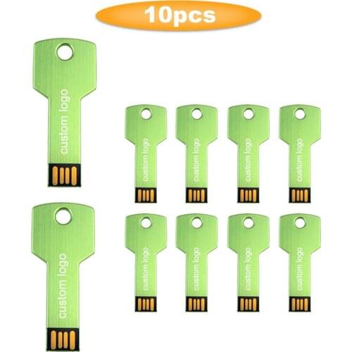 10pcs/lot Stainless Steel USB 2.0 pen drive 128gb usb flash drive 16gb 32gb 64gb pendrive usb stick with keychain Flash Drive