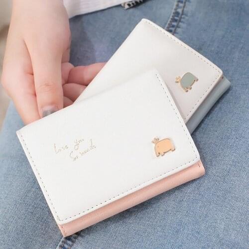 2021 Short Cartoon Cute Student Fashion Buckle Ladies Purses PU Letter Unique Square Purses Fashion Luxury Wallets for Women
