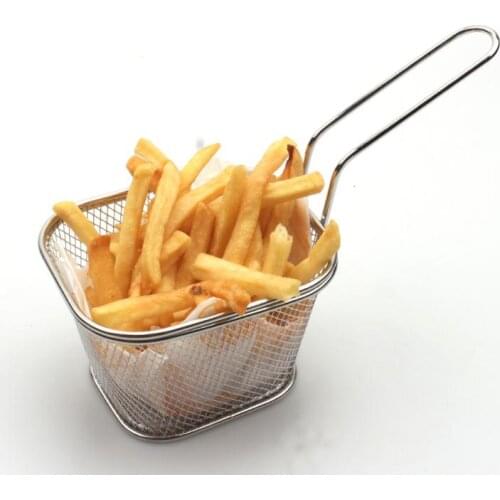 30 pcs Chips Mini Fry Baskets Stainless Steel Fryer Basket Strainer Serving Food Presentation French Fries Basket SN1424