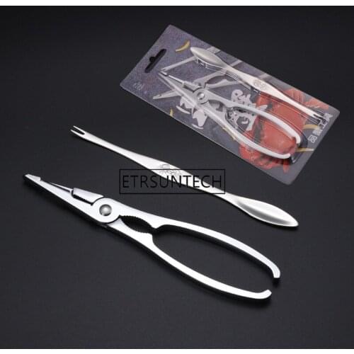 50sets 2pcs/set Seafood Cracker Pick Set Stainless Steel For Crab Lobster Fork Useful Utensils Kitchen Seafood Tool