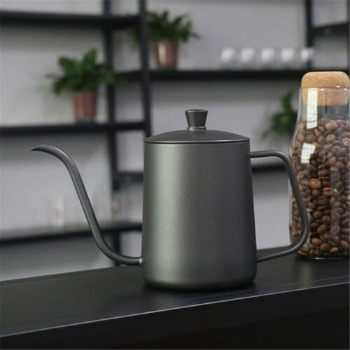 600ML 304 Stainless Steel Hand Punch Pot Coffee Pot Drip Spout Long Mouth Coffee Kettle Teapot 90 Degree Vertical Flow Control