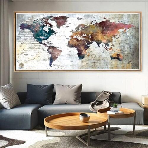 Abstract World Map diamond Painting Retro full diamond embroidery Modern Wall Art Picture for Living Room Study Home Decor
