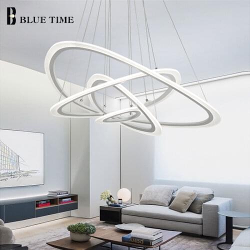 Black&White Modern LED Chandelier For Living Room Bedroom Dining room Office room Lustre Led Chandelier Lighting Hanging Lamps