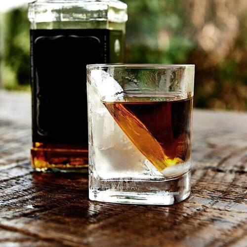 Glass Whiskey Wine Beer Bar Glass Drinking Cups w/ Ice Mold for Bar Wedding