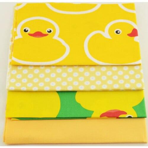 Booksew Yellow And Green Cartoon and Floral Pattern 40CM*50CM 4 Designs/lot Twill Cotton Fabric Tilda Baby Clothes Scrapbooking