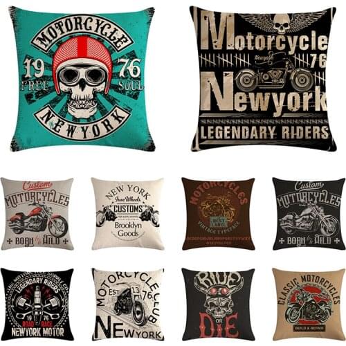 American Style 19 Free Motorcycle Ride Die Print Cushion Cover Decorative Pillows Case Home Car Seat Decor Pillow Covers ZY889
