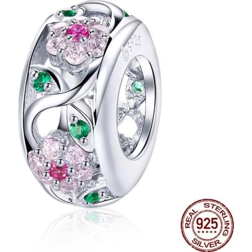 Fit bangle original charm bracelet necklace round zircon beads charms 925 sterling silver women jewelry making