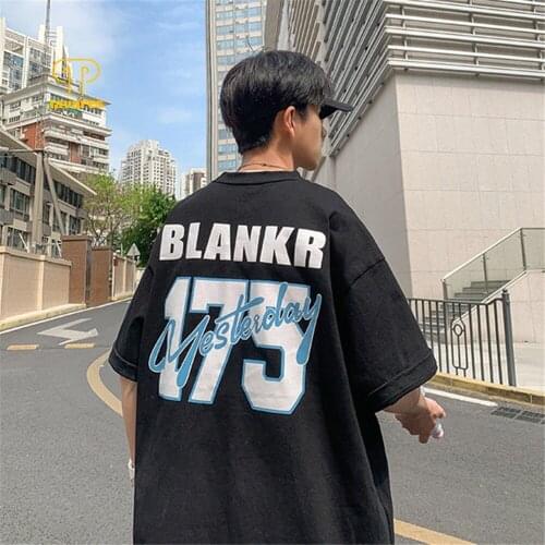 TAVARES Men Short Sleeve Loose Print fashion T-Shirts Summer Casual Tees Slub cotton Tops Oversized Streetwear Harajuku T-Shirt