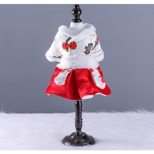 Pet Tang Suit Luxury Winter Dog Dress Red Coat Jacket For Puppy New Year Yorkshire Clothes Cosplay Dog Costumes