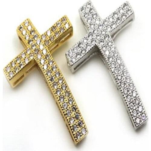 Cross Micro Pave connector link finding Clear Cubic Zircon Color jewelry Bracelet Hand Chain Necklace Anklet