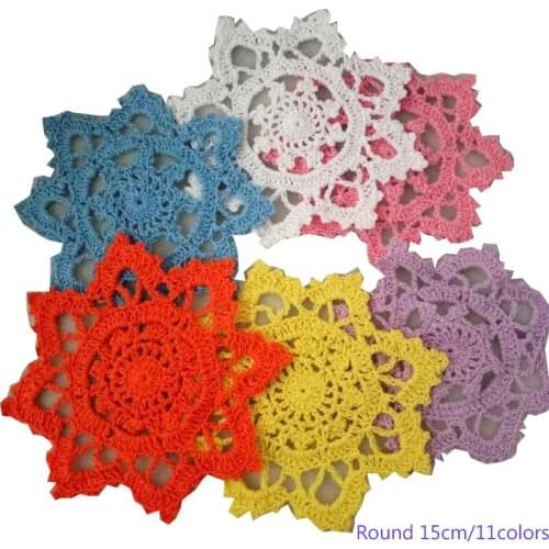 HOT Round Lace cotton table place mat dining pad Cloth crochet placemat cup mug Christmas tea pot coaster handmade doily kitchen