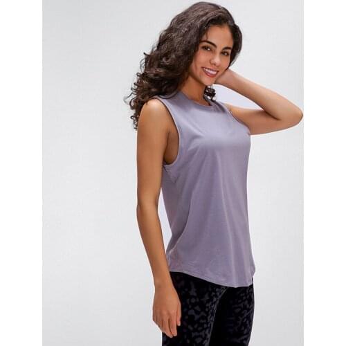 Anti-sweat Cotton Plain Workout Yoga Tank Tops Vest Women Hip-length Loose Fit Running Fitness Gym Sleeveless Shirts