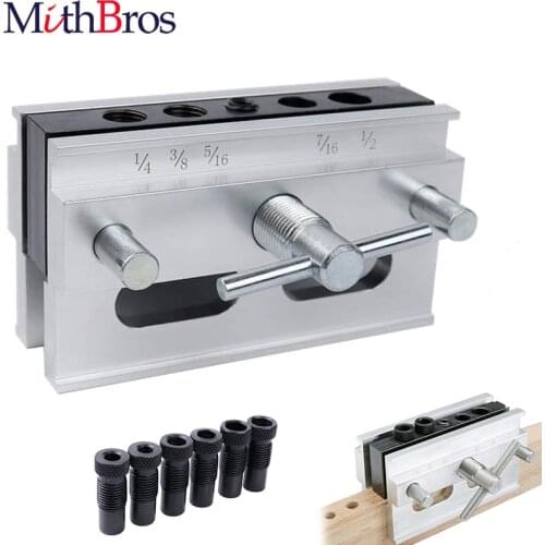 MithBros Woodworking Self-Centering Doweling Jig Kit Drill Guide Set with 1/4'' 3/8'' 5/16 Drill Bushings Hole Jig Puncher Tools