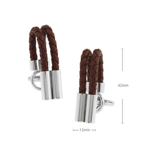 C-MAN Luxury shirt Brown rope cufflink for mens Brand cuff buttons cuff links High Quality abotoaduras Jewelry