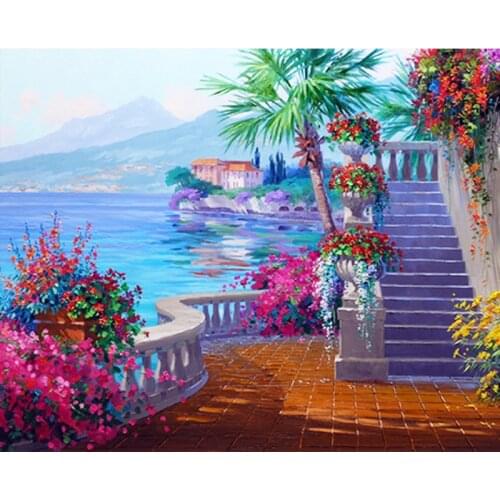DIY Digital Painting By Numbers european landscape oil painting mural Kits Coloring Wall Art Picture Gift frameless