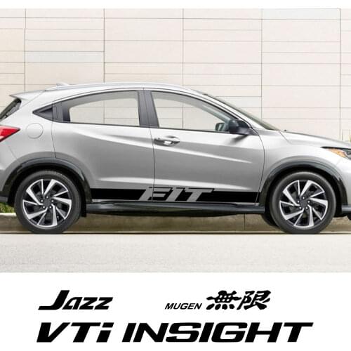 Car Door Side Skirt Stripes Stickers For Honda Fit Jazz Insight SI Type R S Mugen VIT RR Custom Letter Decor Decals Accessories