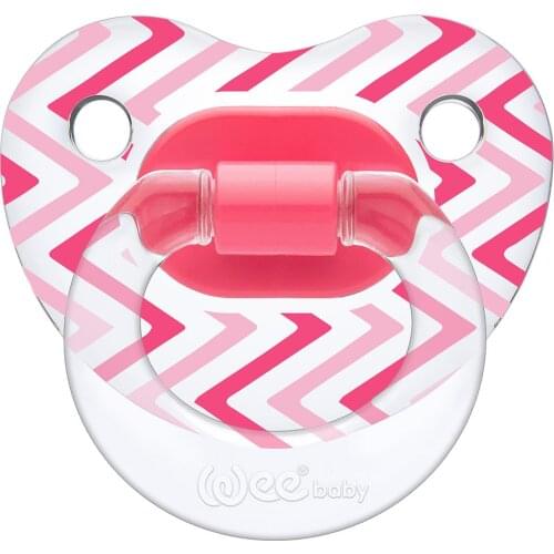 Baby Boy Girl New Style Baby Rattle for Baby Pacifier Colar Wee Baby Transparent Patterned Palate Pacifier No: 1 FUCHSIA