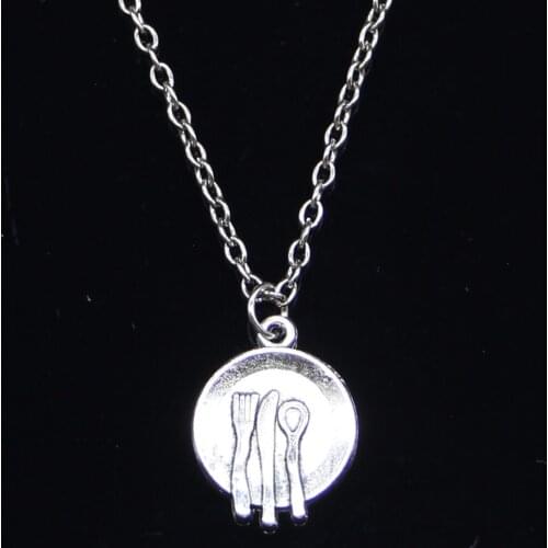 New Fashion Necklace 20x15mm kitchen tableware fork spoon Pendants Short Long Women Men Colar Gift Jewelry Choker