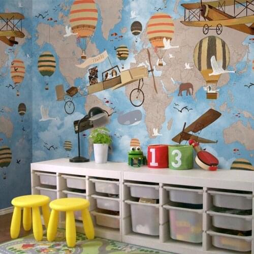 Around the world art environmental childrens room wallpaper super large mural baby room Custom Size