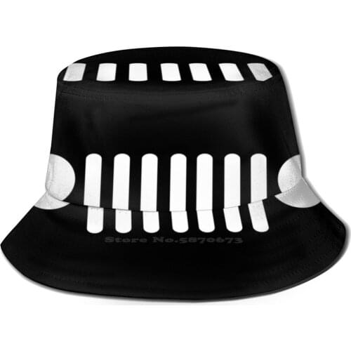 Face Pattern Design Printed Travel Bucket Hats Funny Face Lover Lovers 4X4 Lover Drivers Grill