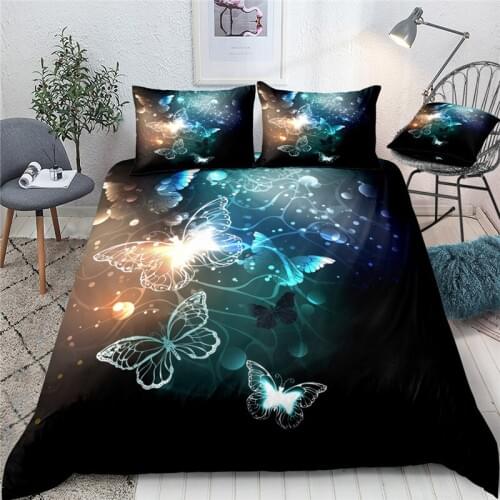 3D butterfly duvet cover with pillowcase 3pcs kids bedding sets queen king size bed linen comforter cover full bed set